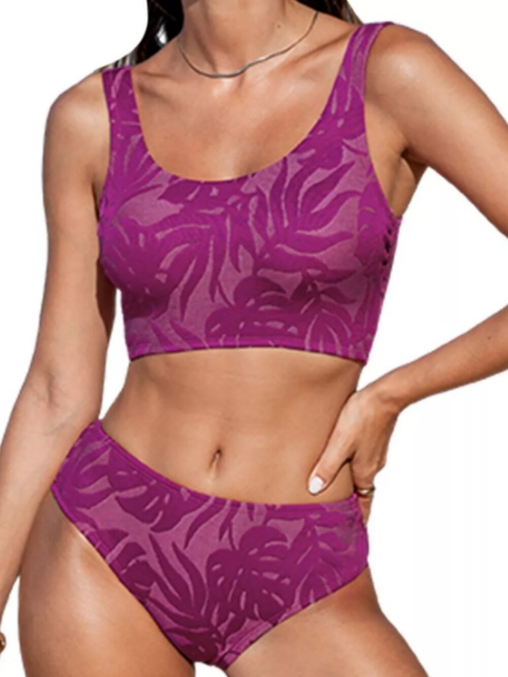 NEW - CUPSHE - Bikini Top and Mid-Rise Bottoms Swim Set